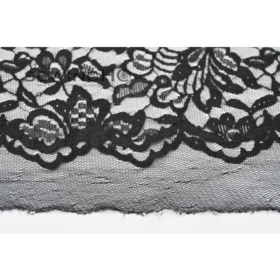 Black Floral Chantilly Lace - well known for its fineness and abundant detail