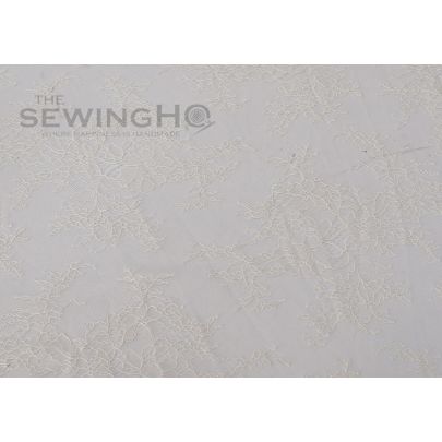 Milky White Floral Motifs Chantilly Lace - natural flow for bridal long train gowns or cocktail dresses