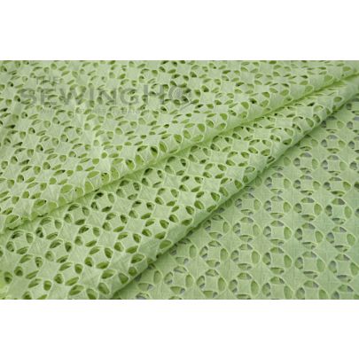 Lime Green Geometrical Cotton Lace - thick lime green geometric cotton lace is from Solstiss