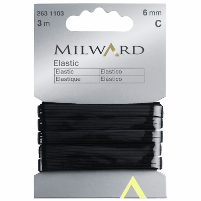 Milwards Elastic: 3m x 6mm: Black 
