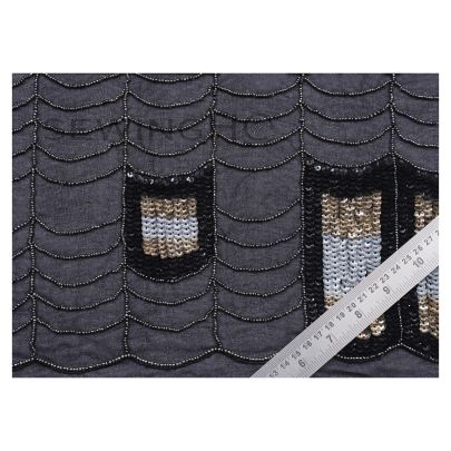 Amira Web Embroidery - shades of shimmering grey, black and gold