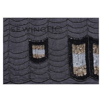 Amira Web Embroidery - shades of shimmering grey, black and gold