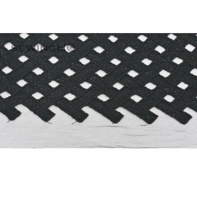 Black Cotton Lace with Backed Net - black French lace backed throughout with mesh