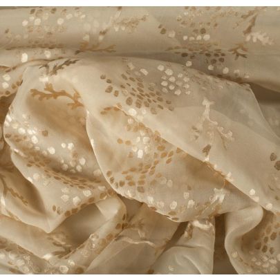 Vintage Designer Silk Devoré Beige Fabric