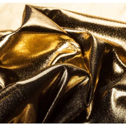 100% Polyester Foil Print Gold Fabric