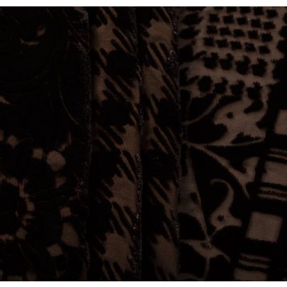Vintage Designer Silk Devoré Velvet Brown Fabric
