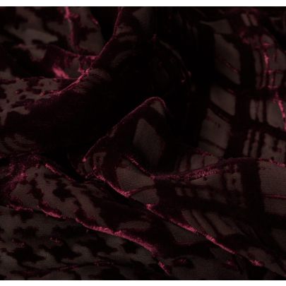 Vintage Designer Silk Devoré Velvet Red Fabric