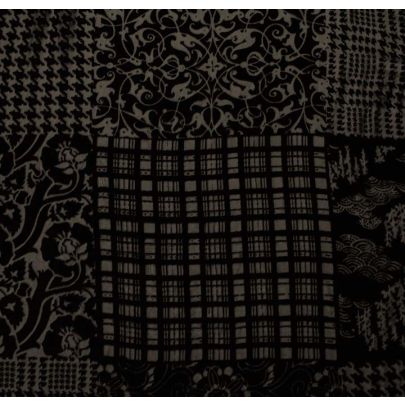 Vintage Designer Silk Devoré Velvet Black Fabric