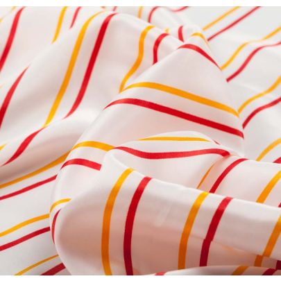 100% Polyester Fabric - Red and Yellow Stripes