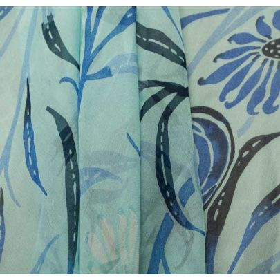 Vintage Designer 100% Silk Blue Print
