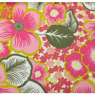 Flower Print Cotton Fabric - Pink