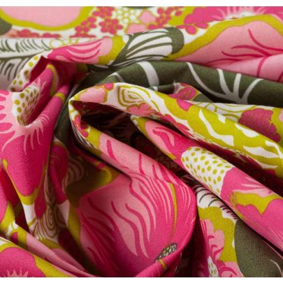 Flower Print Cotton Fabric - Pink