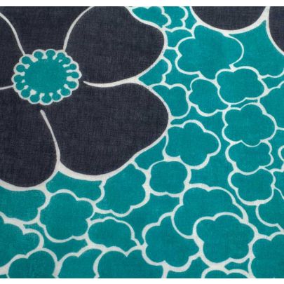 Cotton Big Flower Print Fabric - Blue