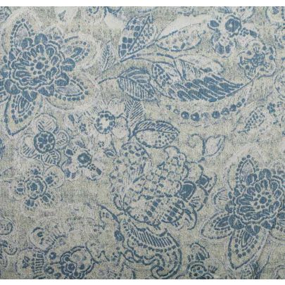 Silk Jacquard Fabric - Blue/Silver Light