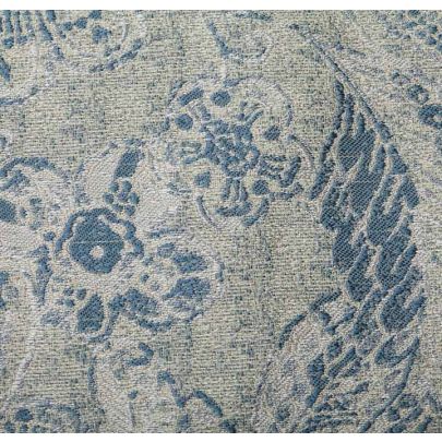 Silk Jacquard Fabric - Blue/Silver Light
