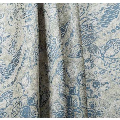 Silk Jacquard Fabric - Blue/Silver Light