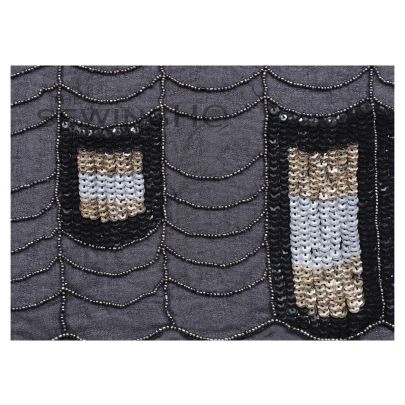 Amira Web Embroidery - shades of shimmering grey, black and gold