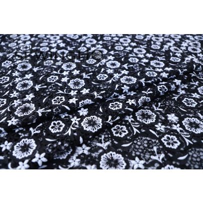 Black and White Guipure Lace - high-quality, black and white French guipure lace
