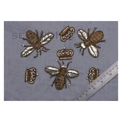 Averie Bumble Bee Embroidery - pattern featuring bees and crowns