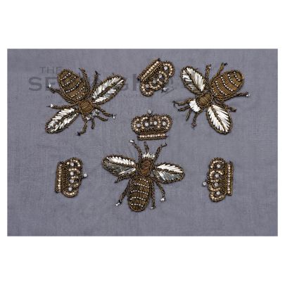 Averie Bumble Bee Embroidery - pattern featuring bees and crowns