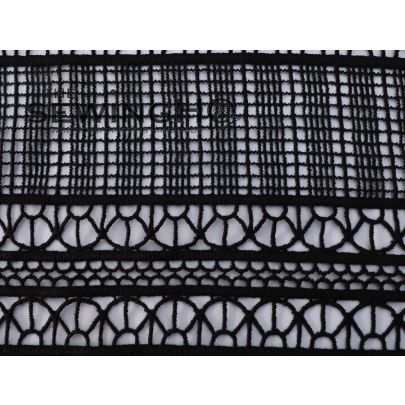 Black Panelled Guipure Lace - French lace collection that boasts a stunning black metallic guipure lace