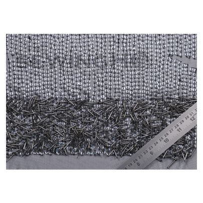 Azalea Embroidery - features disc-shaped sequins and a web pattern made with bugle beads on tulle fabric