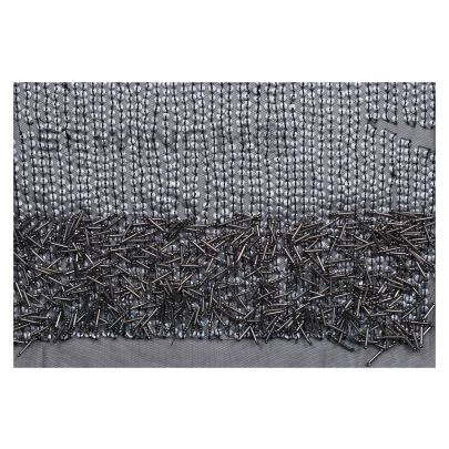 Azalea Embroidery - features disc-shaped sequins and a web pattern made with bugle beads on tulle fabric