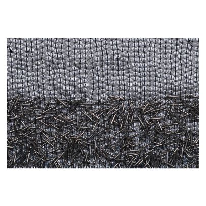 Azalea Embroidery - features disc-shaped sequins and a web pattern made with bugle beads on tulle fabric