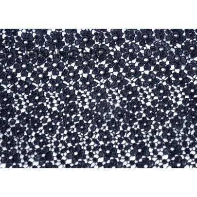 Black Floral Guipure Lace - heavy-weight black French guipure lace from the famous Solstiss