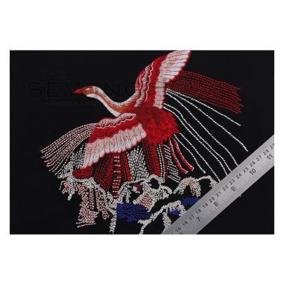 Aurora Flying Stork Embroidery - a stunning flying stork design