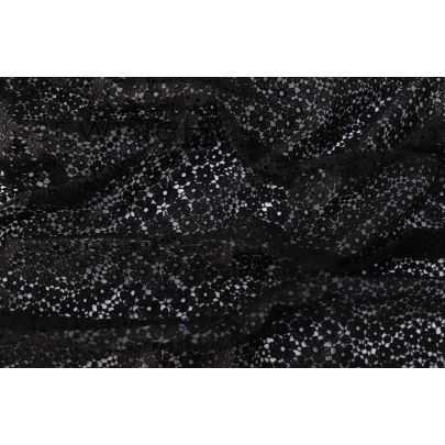 Black Floral Guipure Lace - heavy-weight black French guipure lace from the famous Solstiss