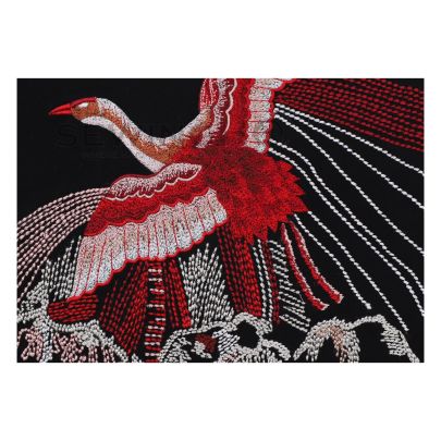 Aurora Flying Stork Embroidery - a stunning flying stork design