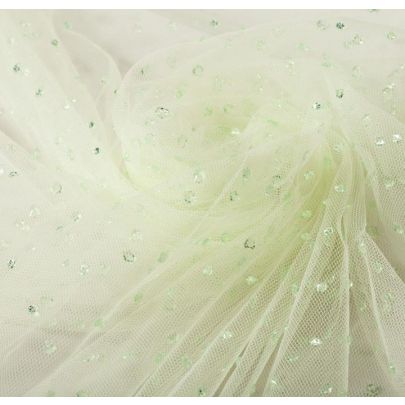 100% Tulle Mesh Green Fabric