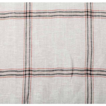 100% Linen Fabric - Large White Check