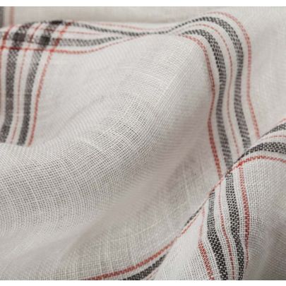 100% Linen Fabric - Large White Check