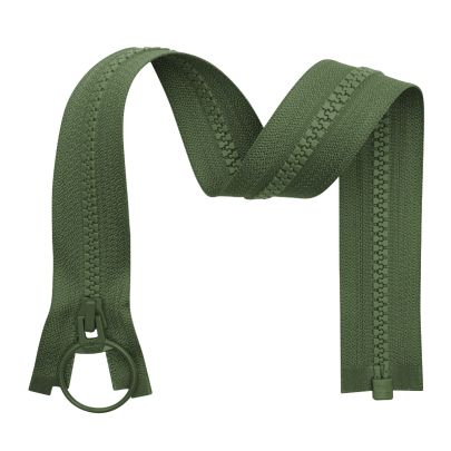 YKK Vislon Sports Open End Zip- Khaki Green 40cm