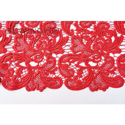 Rose Red Embroidered Guipure Lace