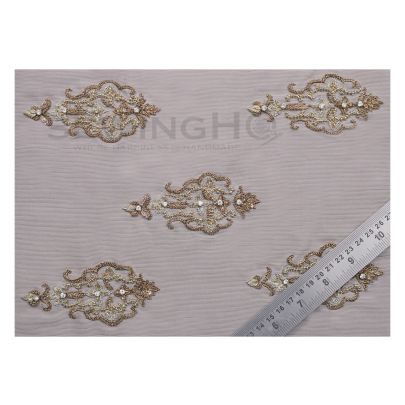 Aspen Embroidery - burnished copper shade in this metal thread motif