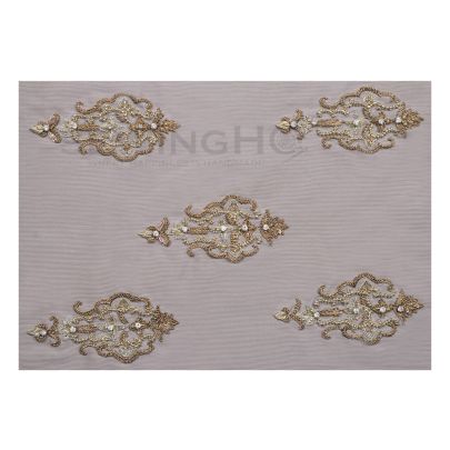 Aspen Embroidery - burnished copper shade in this metal thread motif