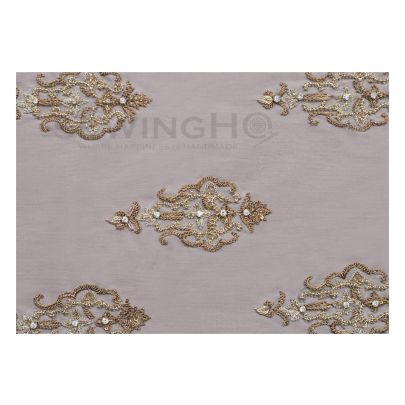 Aspen Embroidery - burnished copper shade in this metal thread motif