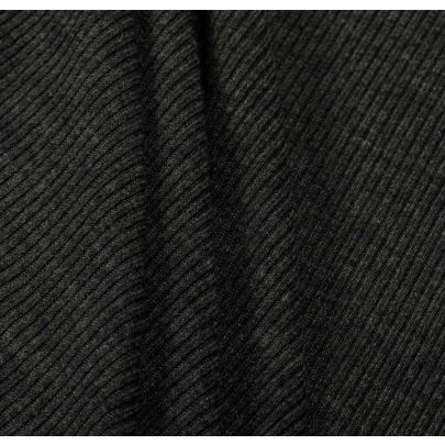 100% Wool 2X2 Rib Grey Fabric
