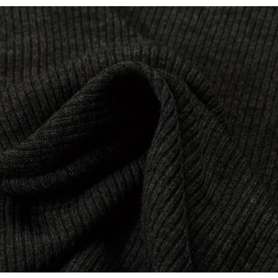 100% Wool 2X2 Rib Grey Fabric