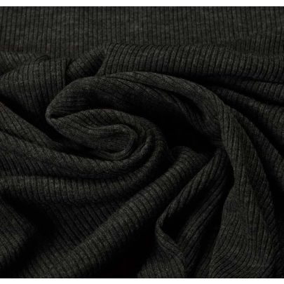 100% Wool 2X2 Rib Grey Fabric