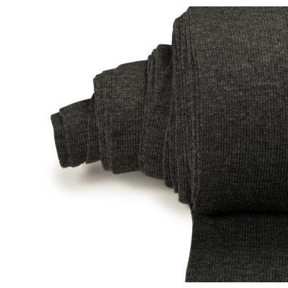 100% Wool 2X2 Rib Grey Fabric