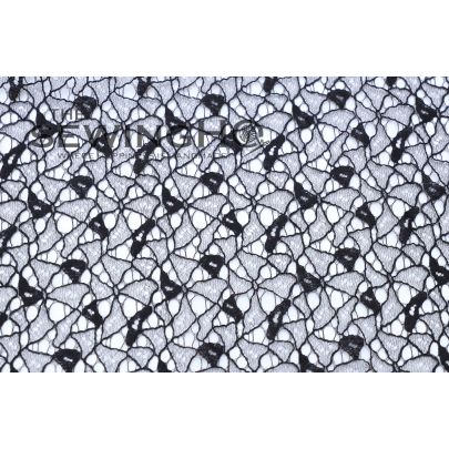 Elegant Black Chantilly Lace - black French Chantilly lace fabric manufactured by Sophie Hallette, century-old creators of laces