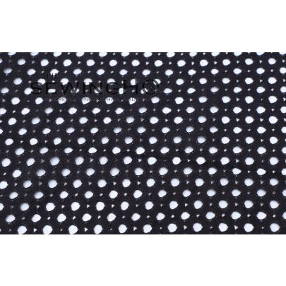 Black Punched Hole Cotton Lace - captivating pattern of punched holes adorning the fabric