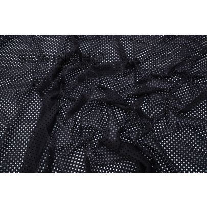 Black Punched Hole Cotton Lace - captivating pattern of punched holes adorning the fabric