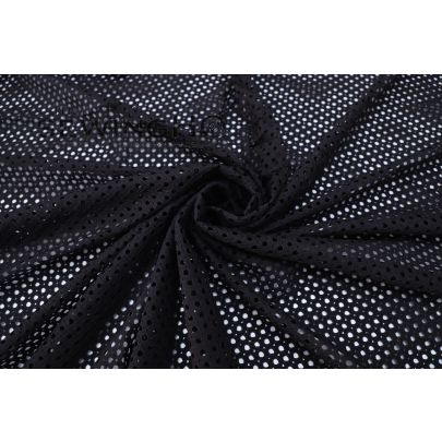 Black Punched Hole Cotton Lace - captivating pattern of punched holes adorning the fabric