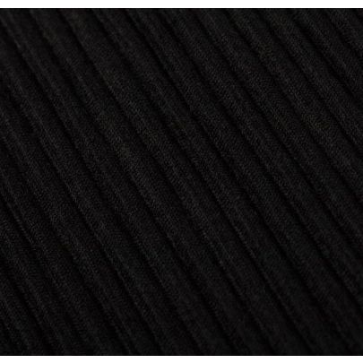 Pleated Wool Black Fabric