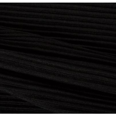 Pleated Wool Black Fabric